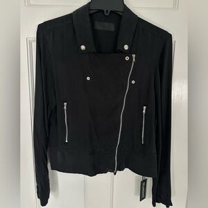 Blank NYC Black Leather Jacket with Silver Accents